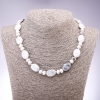 Natural Kaholong Stone Necklace, flat oval, 13x18 mm, rondelle 9x6 mm, length 45 cm
